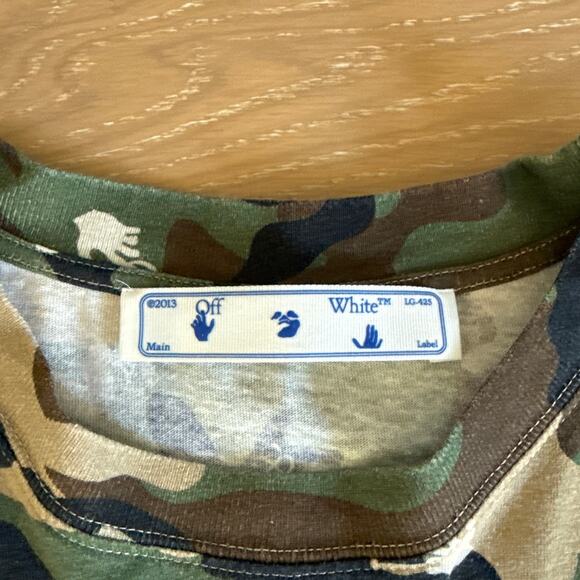 Off White T Shirt Camo Logo Size M Green Brown - Picture 2 of 6
